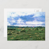 Wheat Fields met Haystacks van Vincent van Gogh Briefkaart (Voorkant / Achterkant)