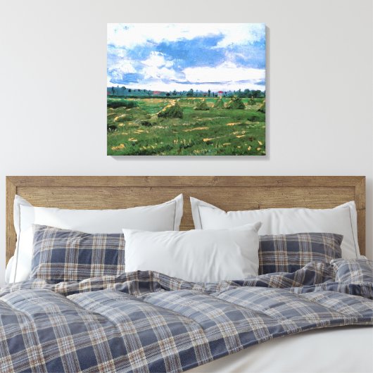Wheat Fields met Haystacks van Vincent van Gogh Canvas Afdruk (Insitu (Slaapkamer))