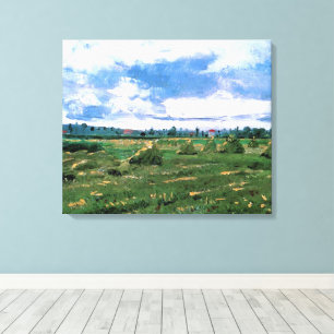 Wheat Fields met Haystacks van Vincent van Gogh Canvas Afdruk