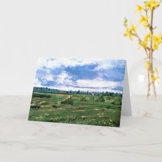 Wheat Fields met Haystacks van Vincent van Gogh Kaart (Gele Bloem)