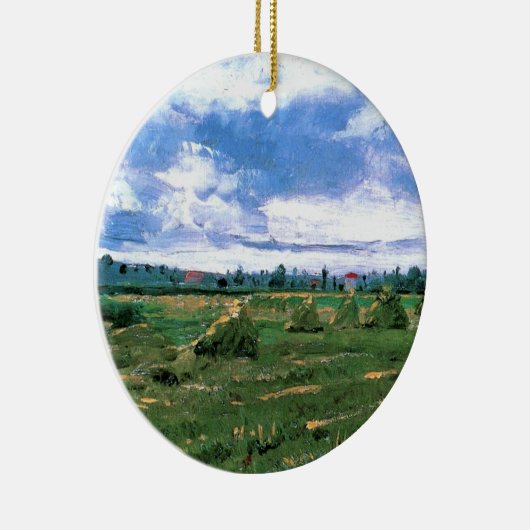 Wheat Fields met Haystacks van Vincent van Gogh Keramisch Ornament (Rechts)