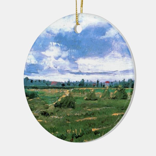 Wheat Fields met Haystacks van Vincent van Gogh Keramisch Ornament (Links)