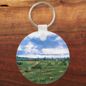 Wheat Fields met Haystacks van Vincent van Gogh Sleutelhanger (Voorkant)