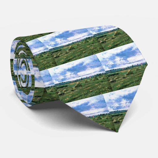Wheat Fields met Haystacks van Vincent van Gogh Stropdas (Opgerold)