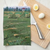 Wheat Fields met Haystacks van Vincent van Gogh Theedoek (Quarter Fold)