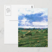 Wheat Fields met Stacks, Vincent van Gogh Briefkaart (Voorkant / Achterkant)