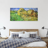 Wheat Fields met Stacks, Vincent van Gogh. Canvas Afdruk (Insitu (Slaapkamer))