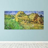 Wheat Fields met Stacks, Vincent van Gogh. Canvas Afdruk (Insitu (Houten vloer))