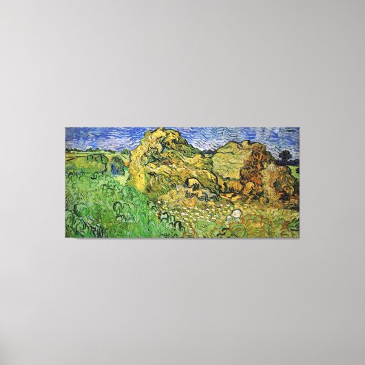 Wheat Fields met Stacks, Vincent van Gogh. Canvas Afdruk (Voorkant)