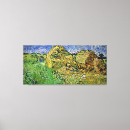 Wheat Fields met Stacks, Vincent van Gogh. Fine i Canvas Afdruk