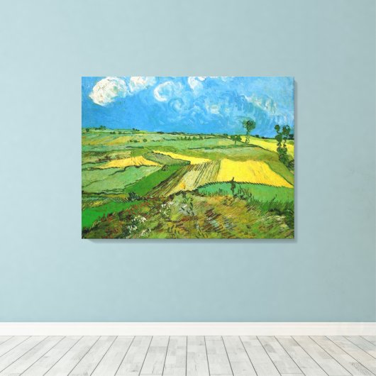 Wheat Fields op Auvers under Clouded Sky, Vincent Canvas Afdruk (Insitu (Houten vloer))