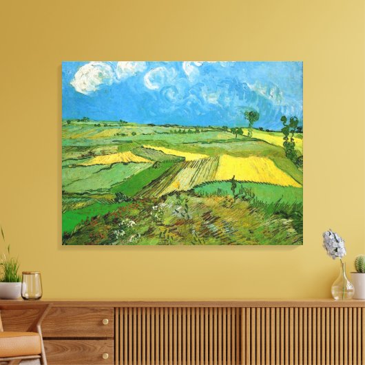 Wheat Fields op Auvers under Clouded Sky, Vincent Canvas Afdruk (Insitu (Woonkamer))