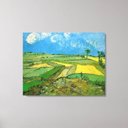 Wheat Fields op Auvers under Clouded Sky, Vincent Canvas Afdruk (Voorkant)
