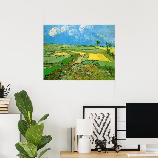Wheat Fields op Auvers under Clouds van Gogh Poster (Thuiskantoor)