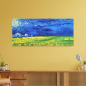 Wheat Fields Under Clouded Sky Van Gogh Canvas Afdruk (Insitu (Woonkamer))