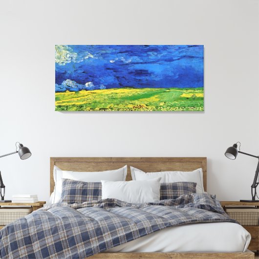 Wheat Fields Under Clouded Sky Van Gogh Canvas Afdruk (Insitu (Slaapkamer))