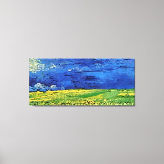 Wheat Fields Under Clouded Sky Van Gogh Canvas Afdruk (Voorkant)