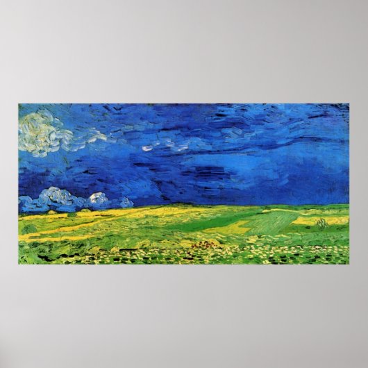 Wheat Fields Under Clouded Sky Van Gogh Poster (Voorkant)