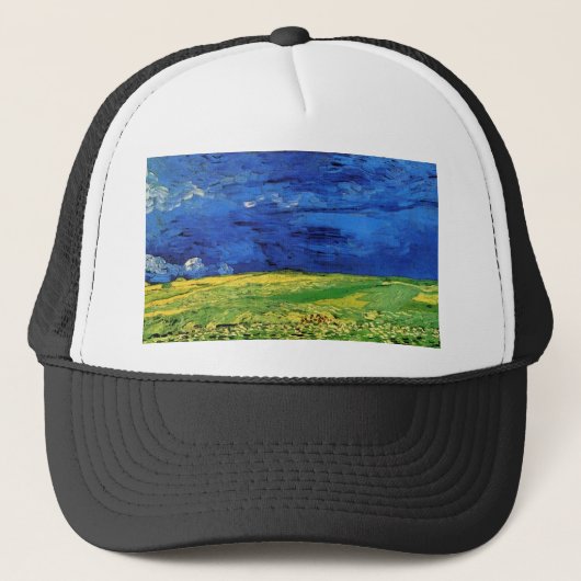 Wheat Fields Under Clouded Sky Van Gogh Trucker Pet (Voorkant)