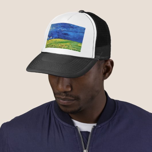 Wheat Fields Under Clouded Sky Van Gogh Trucker Pet (In situ)