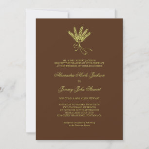 Wheat Herfst Elegant Wedding Invitation Kaart