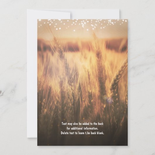 Wheat Rustic country Wedding Invitations Kaart (Achterkant)