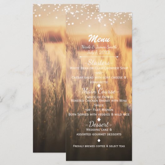 Wheat Rustic country Wedding Menu (Voorkant / Achterkant)