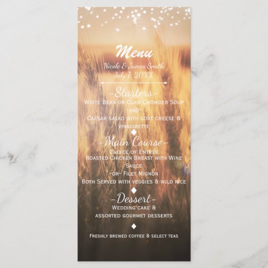 Wheat Rustic country Wedding Menu (Voorkant)