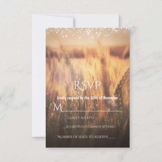 Wheat Rustic country Wedding RSVP (Voorkant)