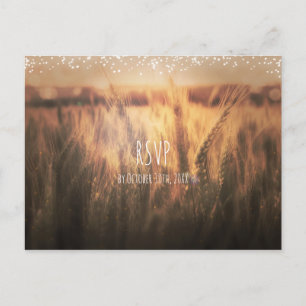 Wheat Rustic country Wedding RSVP Uitnodiging Briefkaart