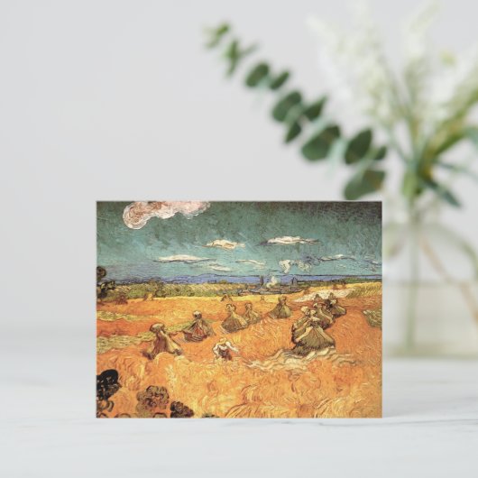 Wheat Stacks met Reaper van Vincent van Gogh Briefkaart (Staand voorkant)