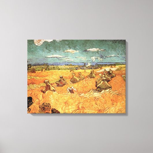 Wheat Stacks met Reaper van Vincent van Gogh Canvas Afdruk (Voorkant)
