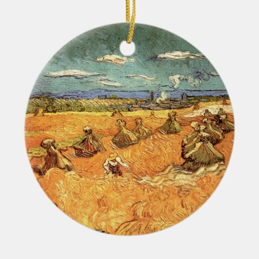 Wheat Stacks met Reaper van Vincent van Gogh Keramisch Ornament (Voorkant)