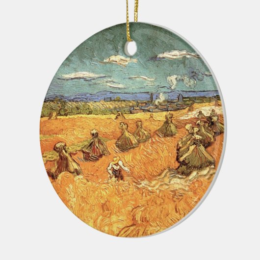 Wheat Stacks met Reaper van Vincent van Gogh Keramisch Ornament (Links)