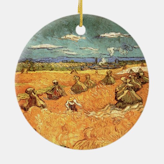 Wheat Stacks met Reaper van Vincent van Gogh Keramisch Ornament (Achterkant)