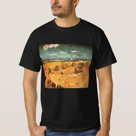 Wheat Stacks met Reaper van Vincent van Gogh T-shirt (Voorkant)