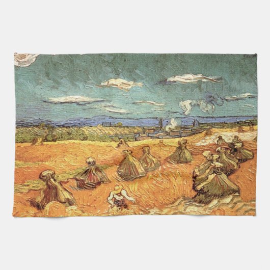 Wheat Stacks met Reaper van Vincent van Gogh Theedoek (Horizontaal)