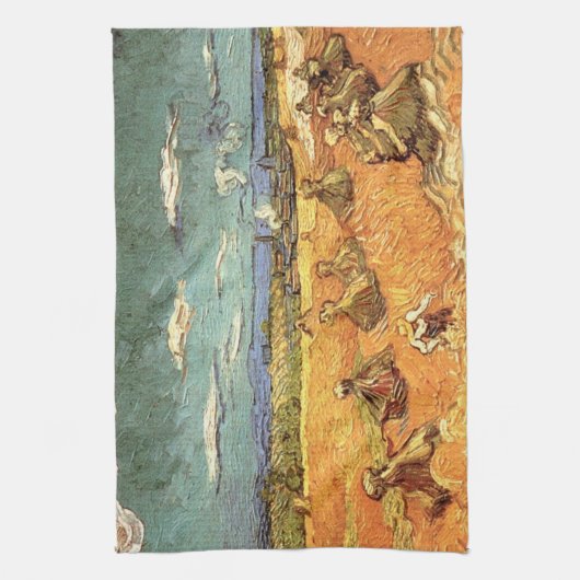 Wheat Stacks met Reaper van Vincent van Gogh Theedoek (Verticaal)