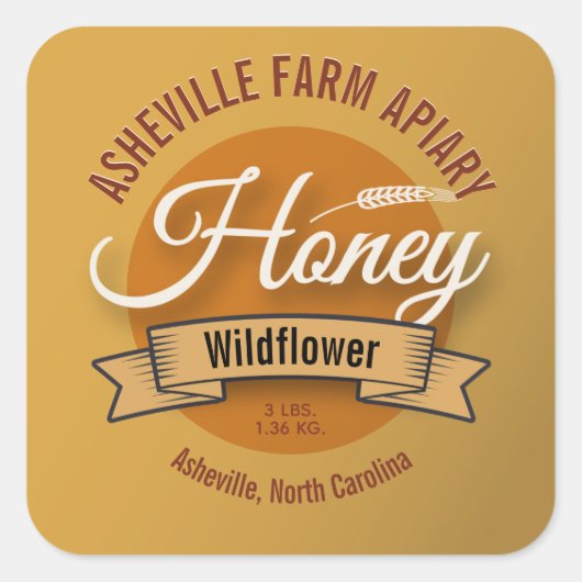 Wheat Stalk Custom Honey Jar Labels (Voorkant)