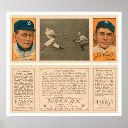 Wheat Strikes out Dodgers Baseball 1912 Poster (Voorkant)