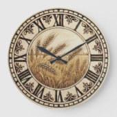 Wheat Wall Clock | Farmhouse Decor  Grote Klok (Voorkant)