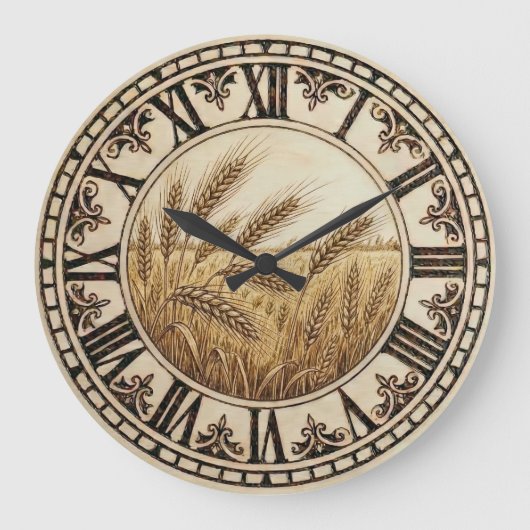 Wheat Wall Clock | Farmhouse Decor  Grote Klok (Voorkant)