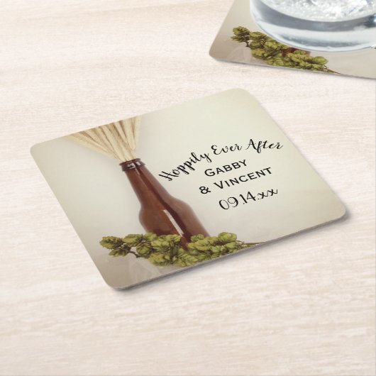 Wheat Wedding and Hops Brewery Wedding Kartonnen Onderzetters (Schuin)
