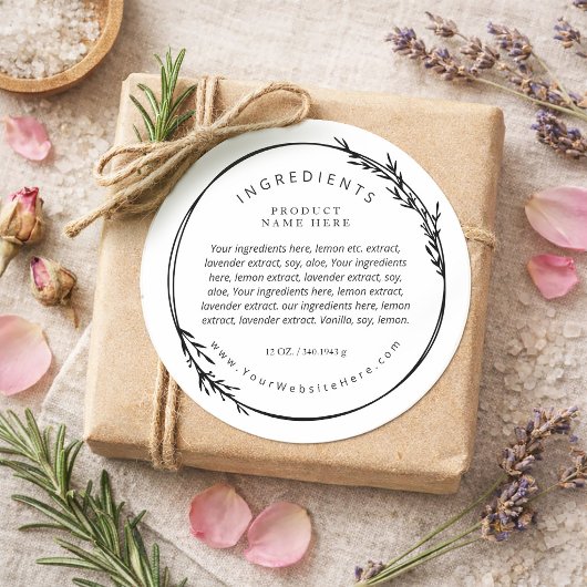 Wheat Wreath Modern Ingredients Label Stickers