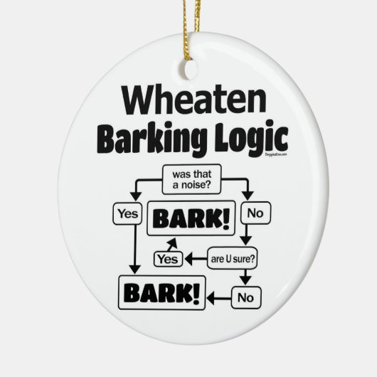 Wheaten Barking Logic Keramisch Ornament (Links)