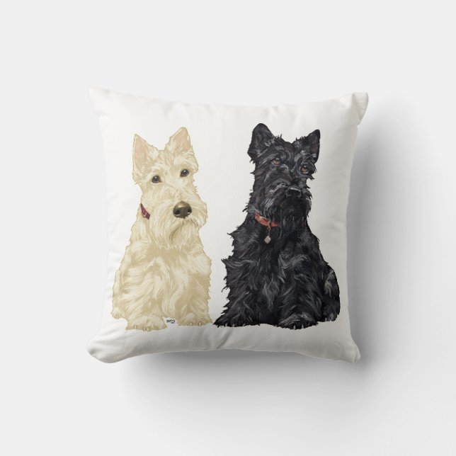 Wheaten & Black Schotse Terriërs Kussen (Voorkant)