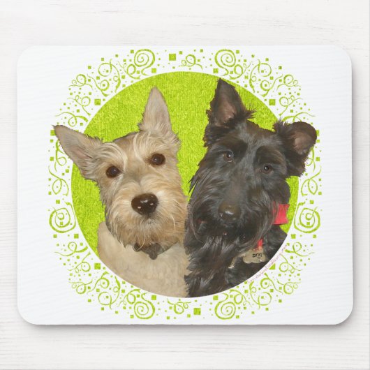 Wheaten & Black Schotse Terriërs Muismat (Voorkant)