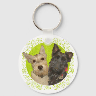 Wheaten & Black Schotse Terriërs Sleutelhanger