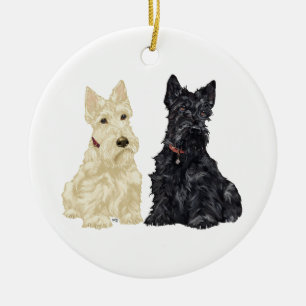 Wheaten & Black Scottie-hondornament Keramisch Ornament