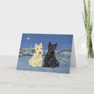 Wheaten Black Scotties Kerstmis Feestdagen Kaart